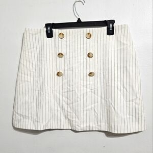 Bebe Stripe Twill Button Detail A Line Skirt. Size 12